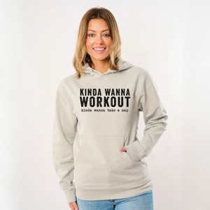 Simply Sage Market Women's Graphic Hoodie Kinda Wanna Workout Kinda Wanna Take A Nap - 1 of 3