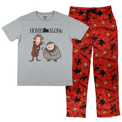 Seven Times Six Home Alone Pajamas Men's Short Sleeve Top with Pants Lounge Sleep Set Multicolored