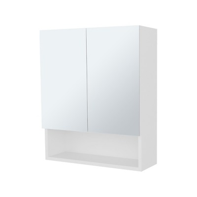 GlasFlength Decorative Wall Mirrors Bathroom Decor Cabinet Accent Mirror Vanity Mirrors Open Shelves for Bathroom Wall, White, 19.7"*5.9"*23.3"