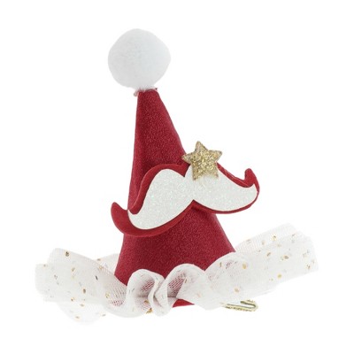 Unique Bargains Christmas Hair Clips Star Beard for Christmas 3.74"x3.54" Red White 1 Pc