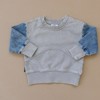 Kids Morgan Acid Wash and Denim Crew Neck Sweatshirt - Olive + Scout - 2 of 4