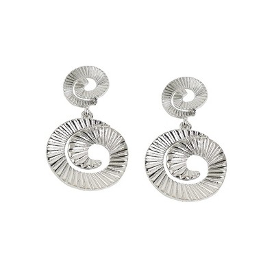 SOHI Women's Silver Swirl Drop Earrings