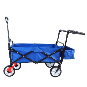 SKRAN Garden Cart Folding Wagon with Adjustable Handle & 360°Universal Wheels for Garden Camping Shopping Beach - 1 of 4