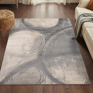 Luxe Weavers Indoor Geometric Abstract Gray 4x5 Area Rug - 1 of 4