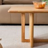 CENGHU Chinese Style Log Wind Imitation Rattan Coffee Table, Solid Wood Glass Desktop Tea Table Rattan Woven, Side Table for Living Room, Natural - 4 of 4