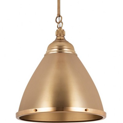 Mini Satin Brass Glass and Steel Pendant Light