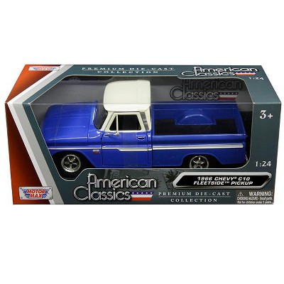 1966 Chevrolet C10 Fleetside Pickup Truck Blue with Cream Top 1/24 Diecast Model Car by Motormax