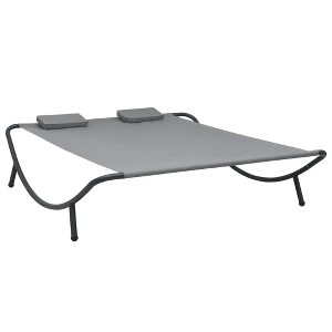 Sun Lounger Cream Oxford Fabric, Polyester, Steel Large  vidaXL - 1 of 4