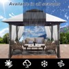 12x12 Ft Pop Up Canopy Tent, Heavy Duty Metal Frame Outdoor Gazebo with Mosquito Netting, Wheeled Carry Bag for Patio, Garden, Lawn, Khaki+Brown - 3 of 4
