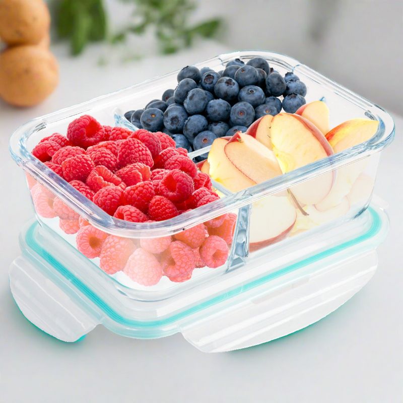 Lexi Home 3-Compartment 35 oz. Glass Meal Prep Container with Utensils, 4 of 7