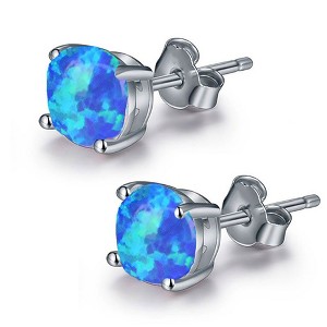 Blue Fire Opal Stud Earrings for Women Black Plated Ginger Lyne Collection - 1 of 4