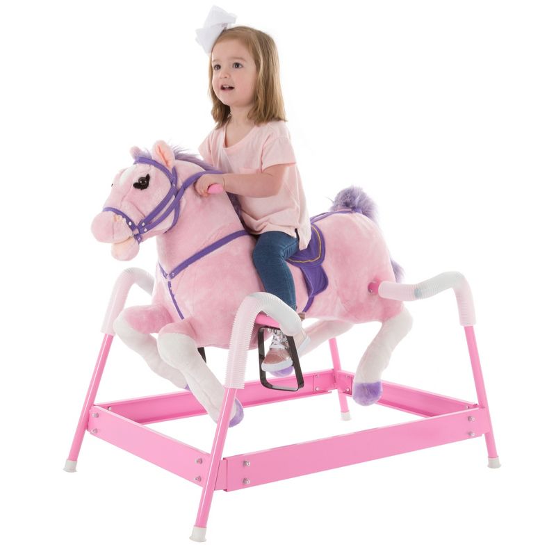 Toy Time Kids' Ride-On Plush Spring Rocking Horse - Pink, 3 of 6