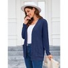 Cardigan Sweaters for Women Open Front Chunky Long Sleeve Cable Knit Cardigan Outwear with Pockets Longline Sweater Cardigan - Navy,M - 4 of 4