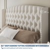 Bed Frame with Deep Button Tufted Wingback Headboard and Footboard, Velvet Upholstered Platform Frame, No Box Spring, Easy Assembly - 4 of 4