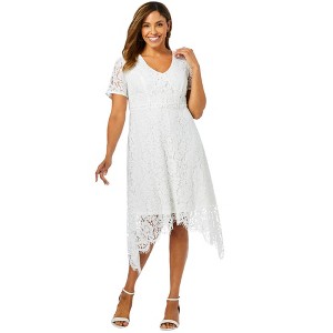 Jessica London Women's Plus Size Lace Handkerchief Dress - 1 of 4