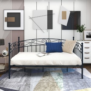 GDFStudio Flynn Mid-century Modern Metal Daybed Frame with Headboard - 1 of 4