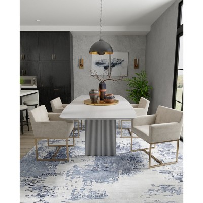 Hand-Woven Light Blue and Ivory Wool Abstract Area Rug