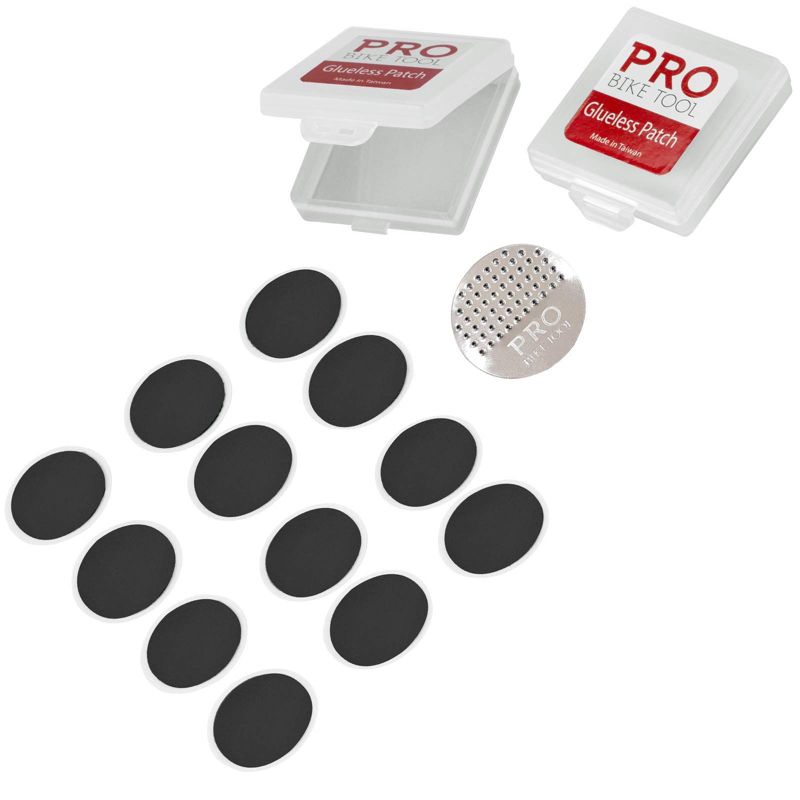 PRO BIKE TOOL Glueless Bike Tire Puncture Repair Patch Kit with 12 Round Patches & 1 Scuffer – (2 Pack), 1 of 7