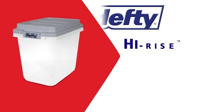  Hefty HI-RISE Clear Plastic Bin with Smoke Blue Lid (6 Pack) -  32 qt Storage Container with Lid, Ideal Space Saver for Closet Shoe Storage  Bins and Under Shelf Storage 