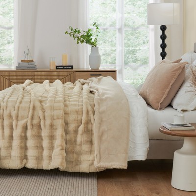 Cozy Bliss Fluffy Faux Fur Throw Blanket Soft Bed Blankets for Sofa Bed