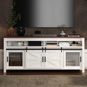 TV Stand for 55/60Inch TV, Farmhouse & Industrial Entertainment Center with Sliding Barn Door, Rustic Wood Media Console Storage Cabinet - 1 of 4