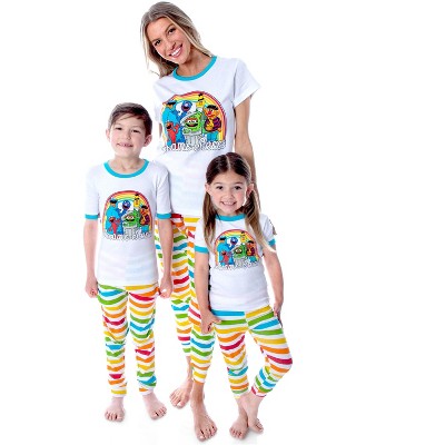 Seven Times Six Sesame Street Vintage Character Rainbow Mommy and Me Matching Pajama Set Outfit White