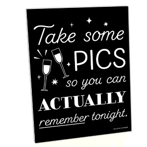 Big Dot of Happiness Take Some Pics Funny Photo Booth Sign - Printed on Sturdy Plastic Material - 10.5 x 13.75 inches - Sign with Stand - 1 Piece - 1 of 4