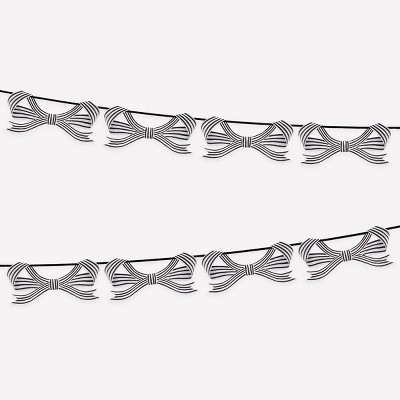 Meri Meri Black & White Stripy Bow Garland (12' with excess cord - Pack of 1)