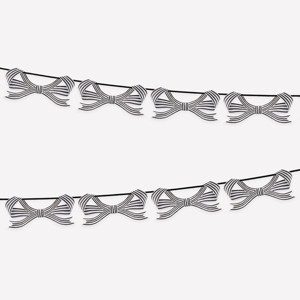 Meri Meri Black & White Stripy Bow Garland (12' with excess cord - Pack of 1) - 1 of 4
