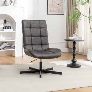 Roundhill Furniture Arlena Faux Leather Tufted Swivel Accent Chair - 1 of 4