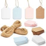 Bright Creations 240-Pack Paper Gift Tags 4 Colors with Jute String for Arts and Crafts, Party Favors, 4 Colors