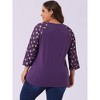 Agnes Orinda Women's Plus Size Top Raglan Floral Print V Neck 3/4 Sleeve Peasant Blouse - 4 of 4