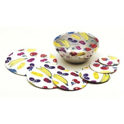 Norpro 6pc Set Fruit Pattern Reusable Elastic Decorative See Through Bowl Covers