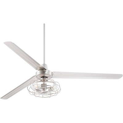 72" Casa Vieja Modern Indoor Ceiling Fan with Light LED Remote Control Vintage Cage Brushed Nickel for Living Room Kitchen Bedroom