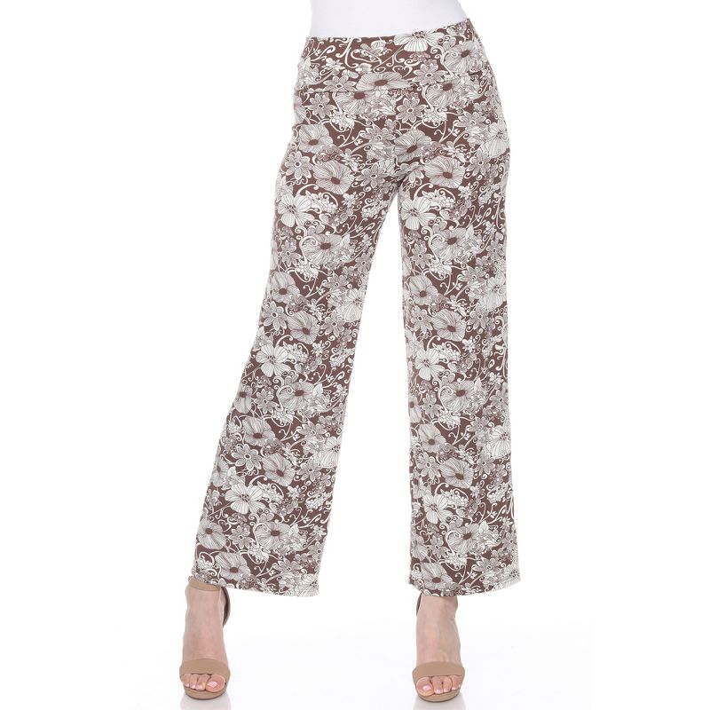 Women's Floral Paisley Wide Leg Palazzo Pants - White Mark, 1 of 7