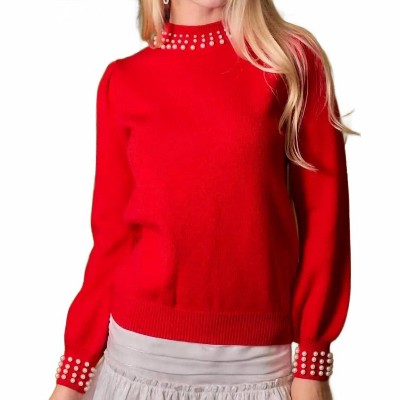 Women's Winter Rose Pearl Sweater - Main Strip
