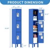 Munora 66"H 3 Doors Locker for Employees, Metal Locker Storage Cabinet for Home Office School Gym, Lockable, Require Assembly (Blue) - 3 of 4