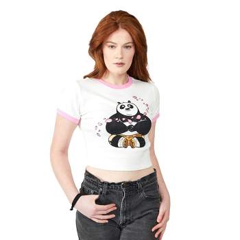 Kung Fu Panda Po Flower Petals Crew Neck Short Sleeve White Women’s Baby Tee