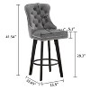 CAVINAS Velvet Swivel Bar Stools with Nailhead Design and Solid Wood Legs, 360-Degree Rotation, for Home Bar, Kitchen Island, Set of 2 - 3 of 4