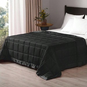 18lb King Size Weighted Blanket with Glass Beads, Black, 108x90 Inch, All Season, Machine Washable - 1 of 4