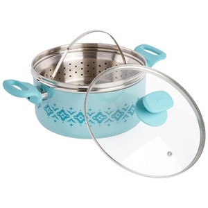 Spice By Tia Mowry Savory Saffron 5 Quart Ceramic Nonstick Aluminum Dutch Oven with Lid and Steamer - 1 of 4