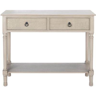 Greige Textured 2-Drawer Metal & Wood Console Table