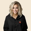 Dalix Strawberry Embroidered Fleece Cropped Hoodie Cold Fall Winter Women - 3 of 4
