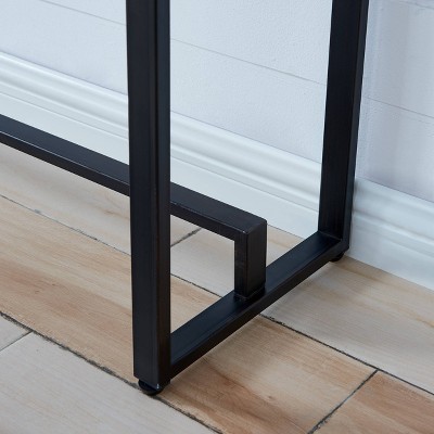 Macen Distressed White and Aged Black Industrial Console Table with Storage