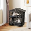 Tangkula Outdoor Rattan Cat House 2-Tier Wicker Windows Removable Cushions Large Entrance - 2 of 4