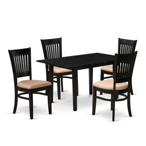5-Piece Black Finish Solid Wood Top Rectangular Dining Room Set  (Seats-4) - 1 of 4