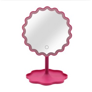 New View Wavy LED Vanity Mirror with Catchall Tray - 1 of 3