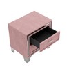 NicBex Velvet Nightstand with Silver Glitter Strip Decor 2 Drawers Bedside Table with Metal Legs for Bedroom, Living Room, Study - 3 of 4