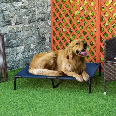 Large Blue Elevated Outdoor Mesh Dog Bed