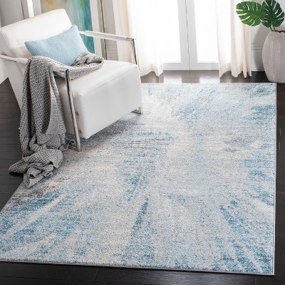 Tulum Blue and Gray Hand-Knotted Synthetic Area Rug